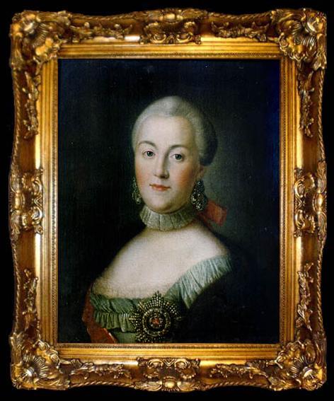 framed  Aleksey Antropov Portrait of Great Duchess Ekateriana Alexeyevna, ta009-2